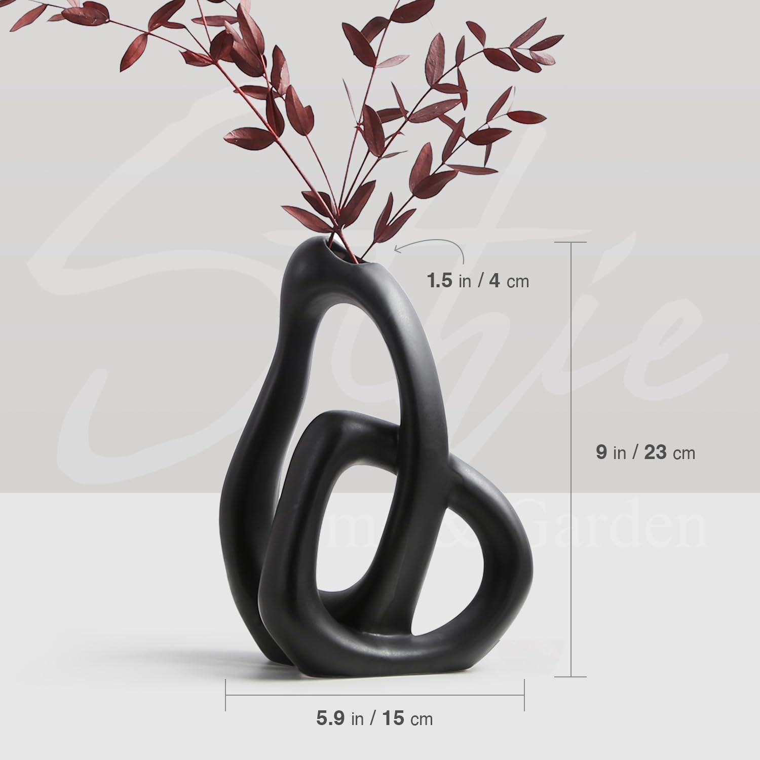 Modern White Ceramic Flower Vases / Black