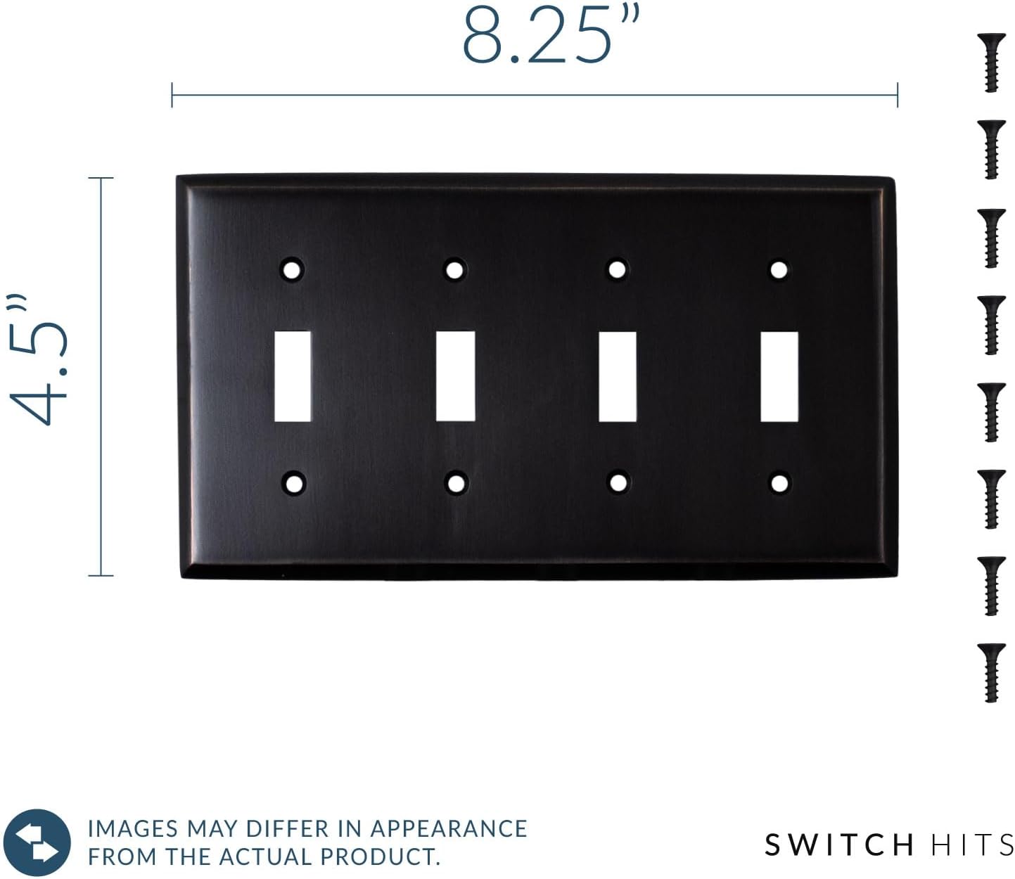 Quad Light Switch Plate GFCI Decorative Wall Plate Outlet Cover | 4 Toggle Oil Rubbed Bronze Electrical Faceplate