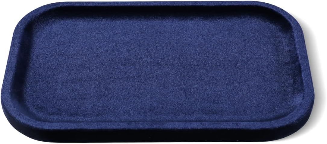 Resilient Velvet Jewelry Display Tray for Ring Earrings Bracelet Necklace / Dark Blue / 7.9 x 4.7
