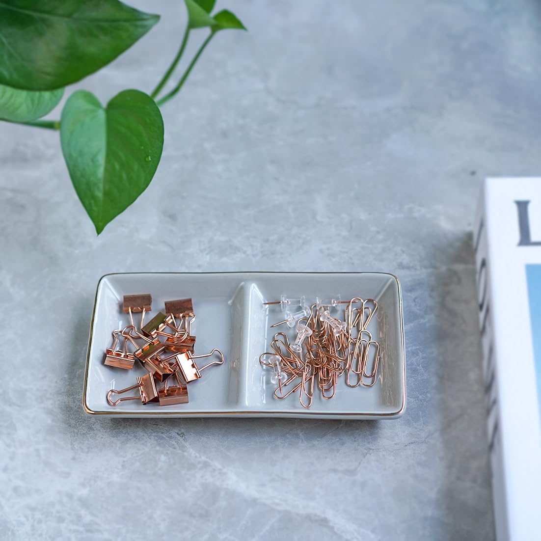 Ceramic Jewelry Dish Tray / Gray