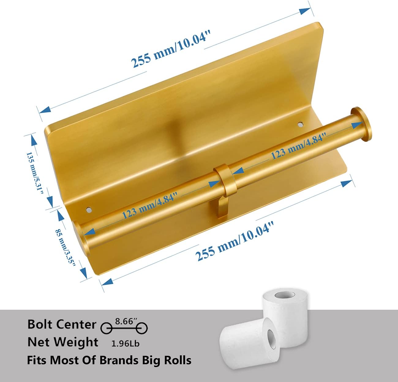 Double Toilet Paper Holder with Shelf, Commercial Toilet Paper Roll Dispenser Wall Mount with Cell Phone Storage Rack