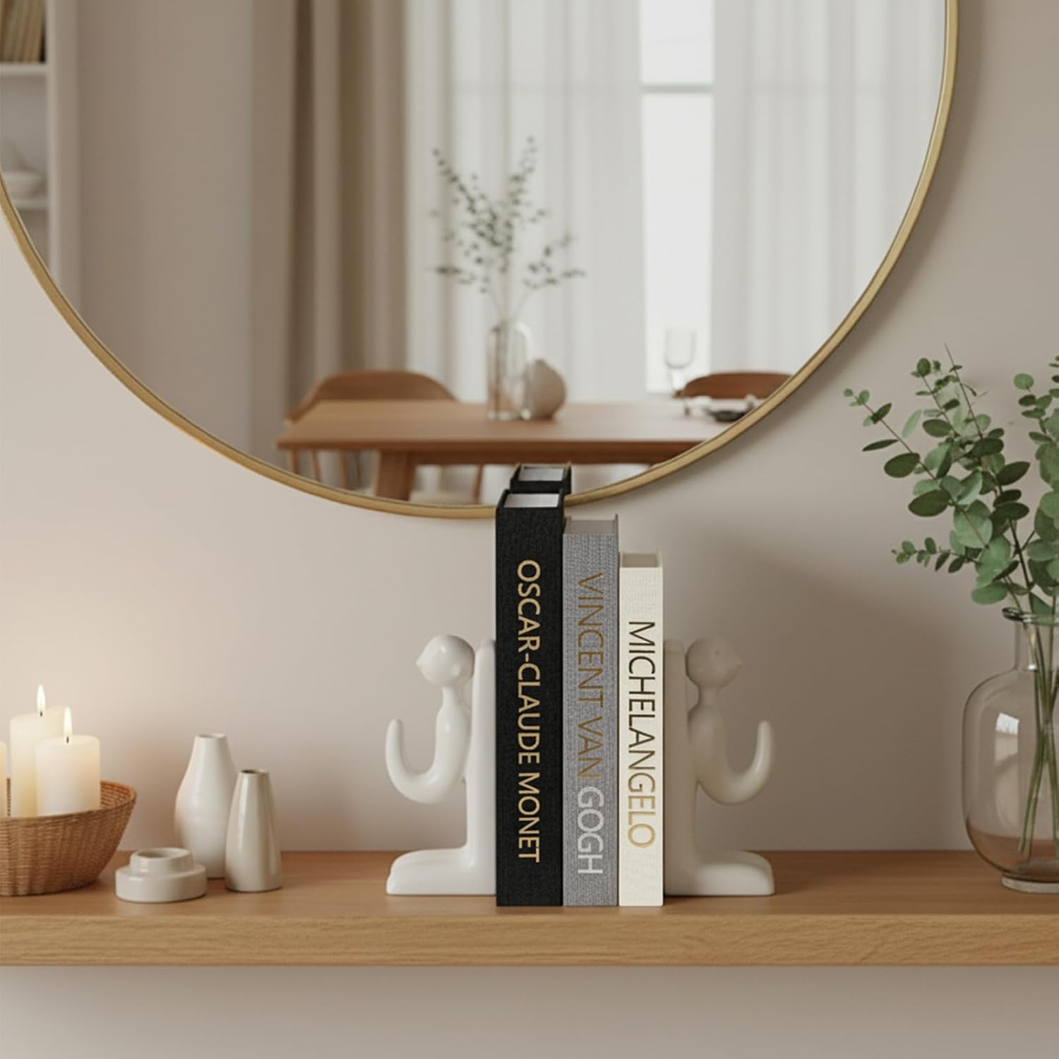 Linen Fake Books for Decoration / Black W. Wooden Beaded / Set of 3