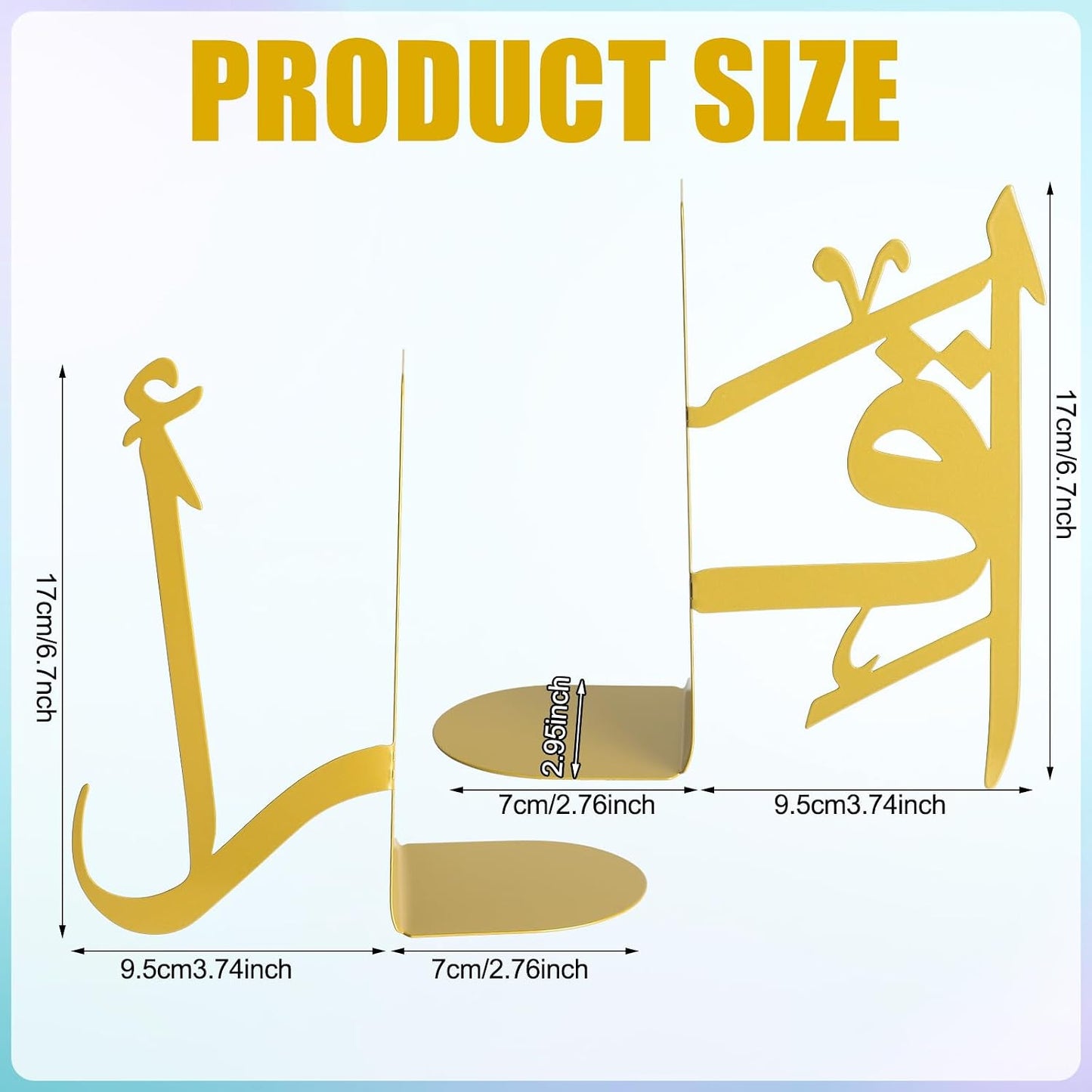 1 Pair Arabic Metal Bookend Decorative Arabic Metal Bookend Ramadan Book End Eid Book / IQRA / Gold