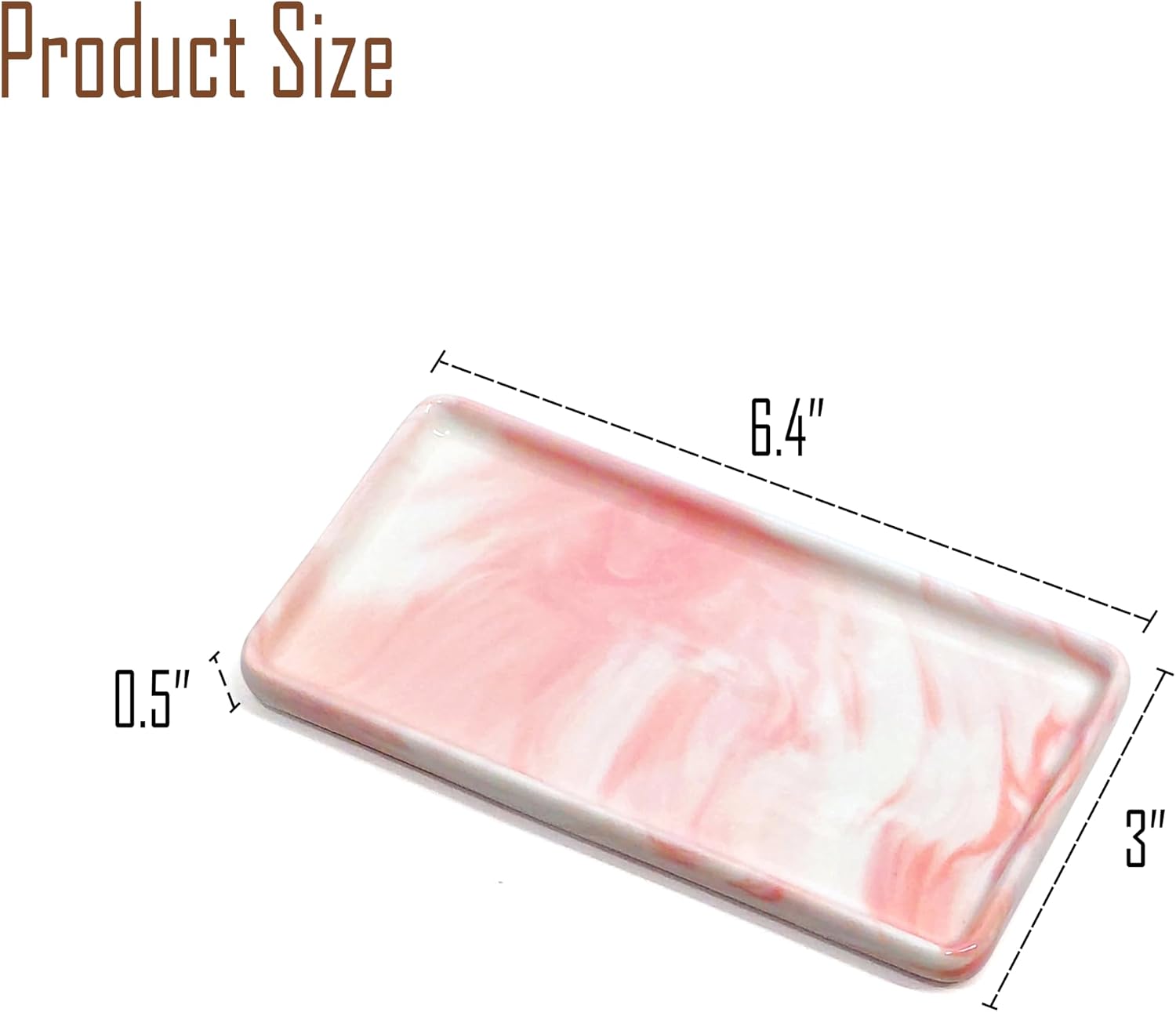 Tiny Ceramic Countertop and Vanity Tray for Cosmetics / 6.4 x 3 x 0.5 / Pink
