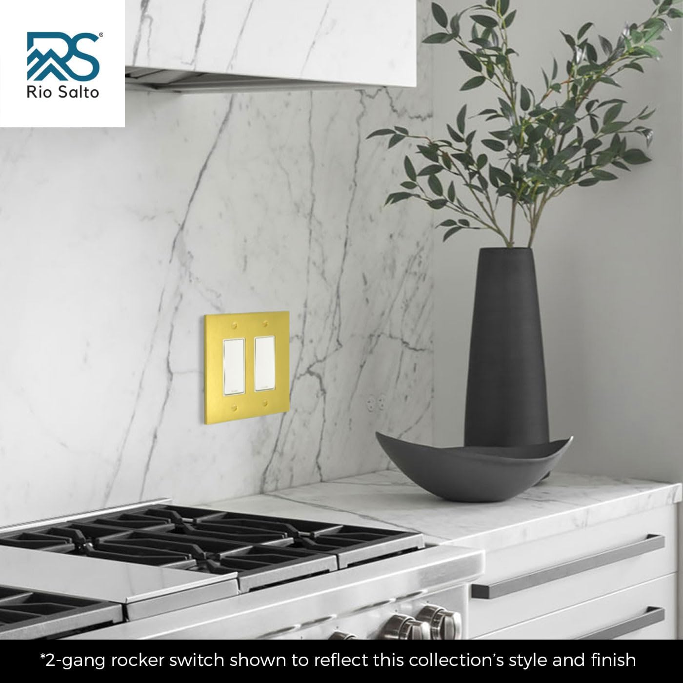 Rio Salto Modern Metal Vibrant Yellow Gold Double Decorator Wall Outlet Cover Light Switch Double Rocker Decorator Wall