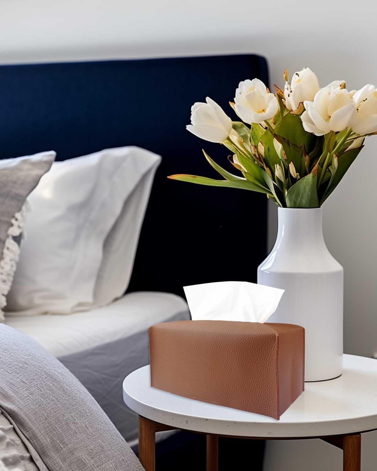 Normal Size Leather Rectangular Tissue Box Cover Faux Leather Tissue Box / Medium/ / Dark Brown