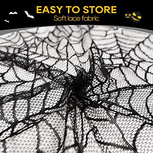 eZAKKA Black Lace Spider Web Halloween Tablecloth Rectangle 60x84 Inch