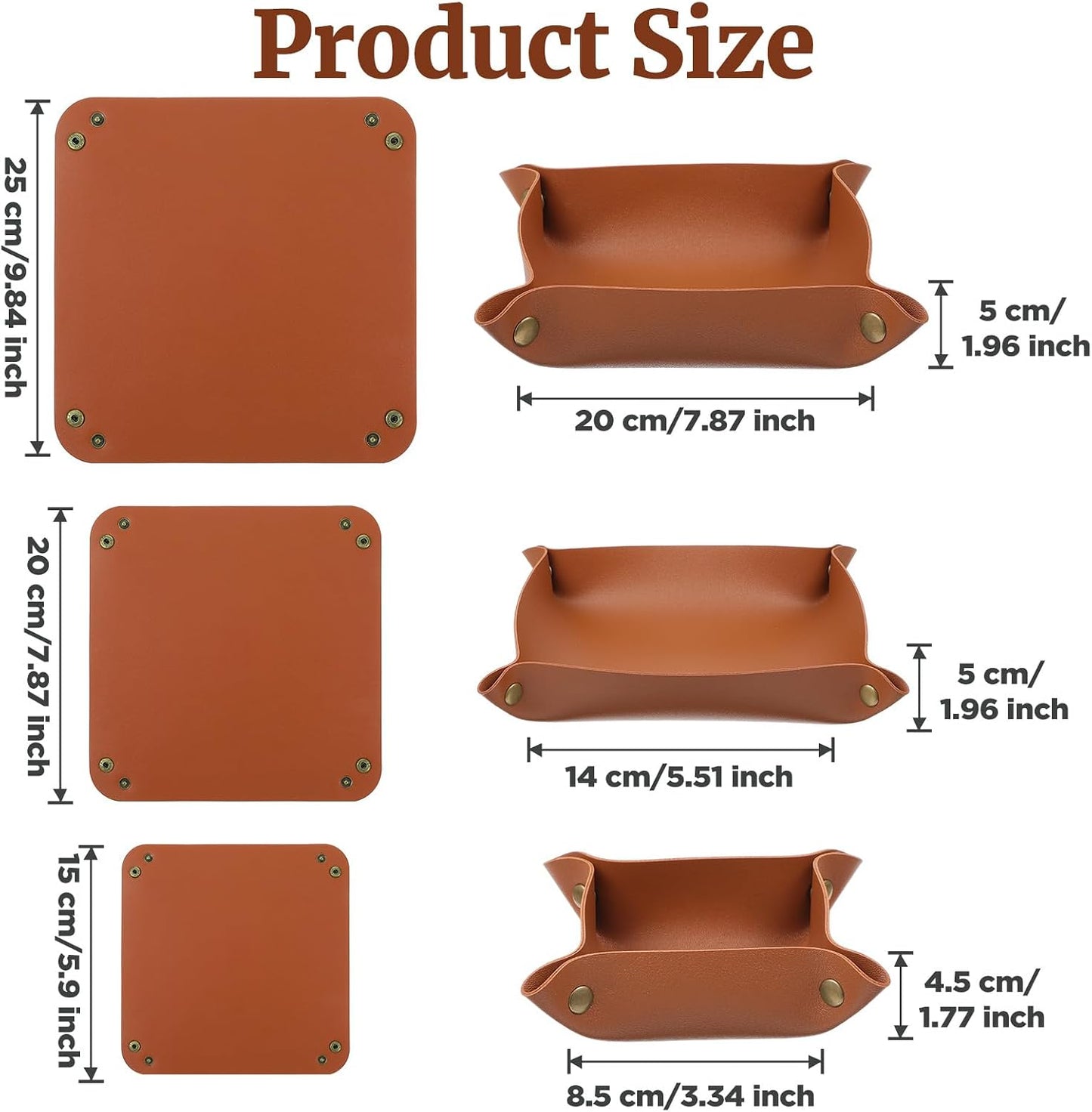 Leather Jewelry Tray for Keys and Wallet / Set of 12