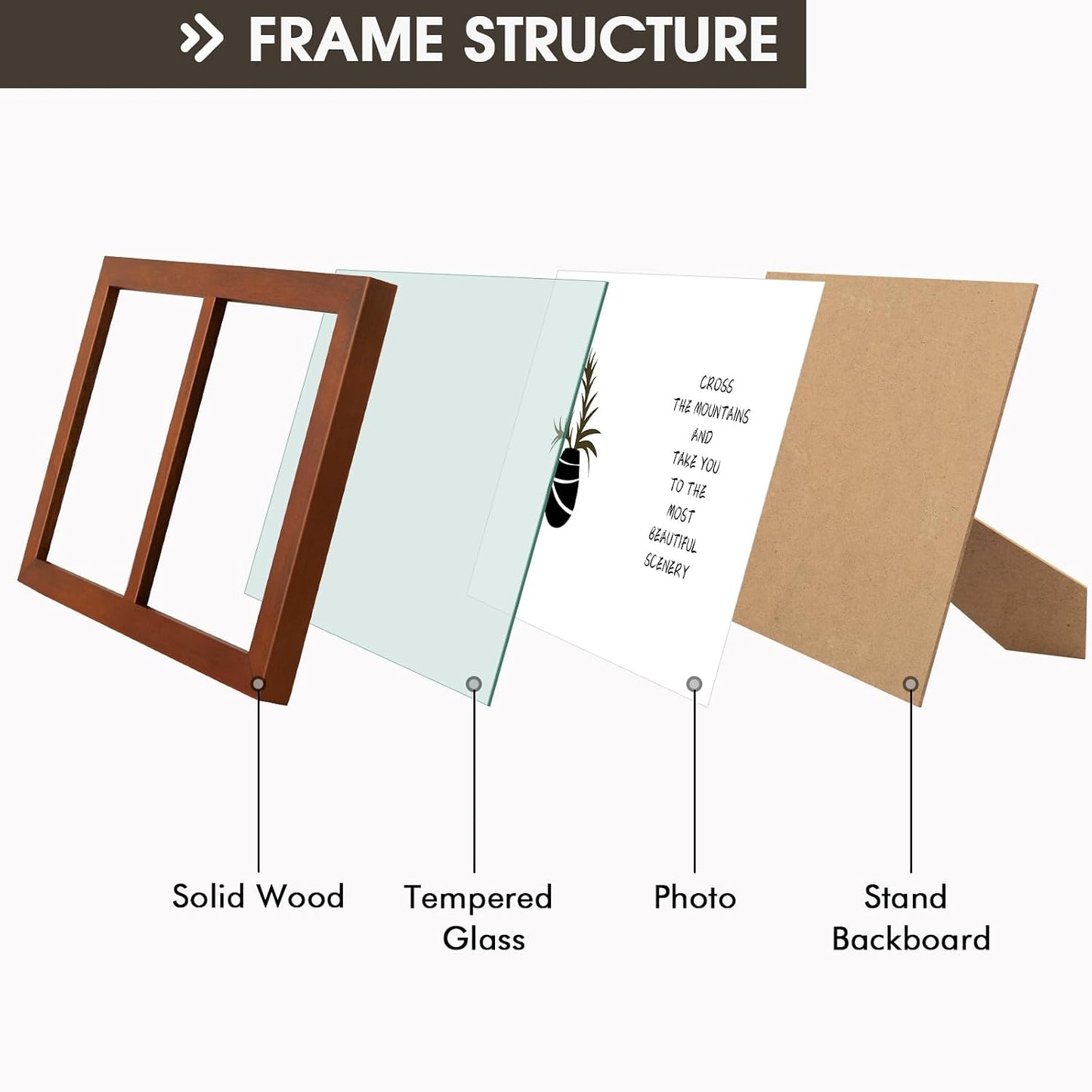 Golden State Art, 5x7 Double Picture Frame, Displays Two 5x7 Photos (Brown) | Solid Wood - Real Glass For Tabletop Or