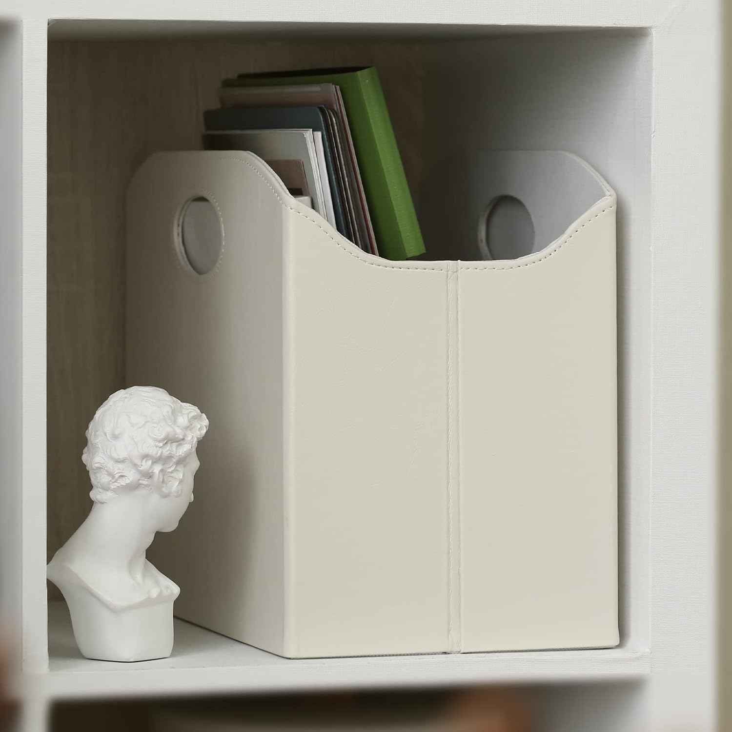EZDeco Magazine Holder Foldable Magazine Rack Floor PU Leather File Holder Newspaper Book Storage Magazine Basket