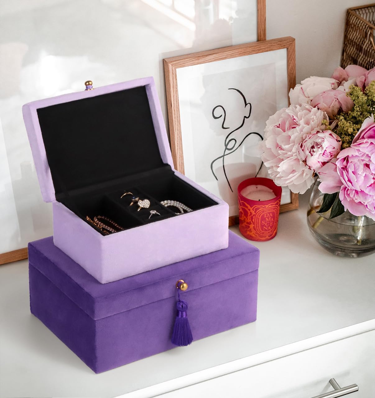 Velvet Jewelry Boxes Decorative Boxes / Purple