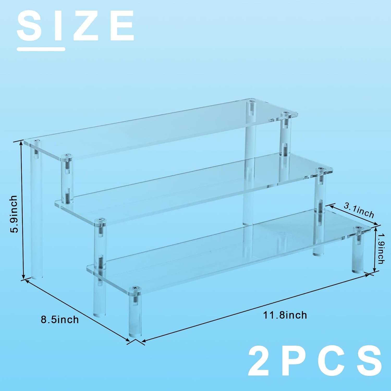 Acrylic Risers Display Stands / Large 11.8IN / Set of 2