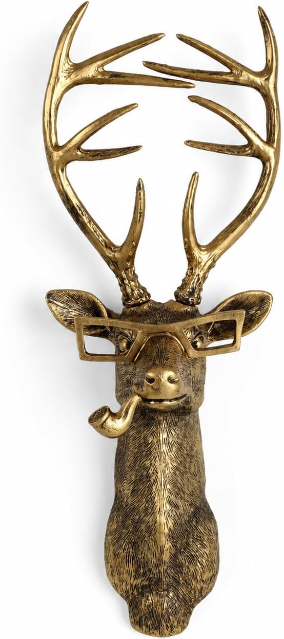 UITWMKTG Gold Deer Head Wall Decor - Modern Animal Wall Sculpture, Deer Wall Art for Living Room, Bedroom, Office, Gold