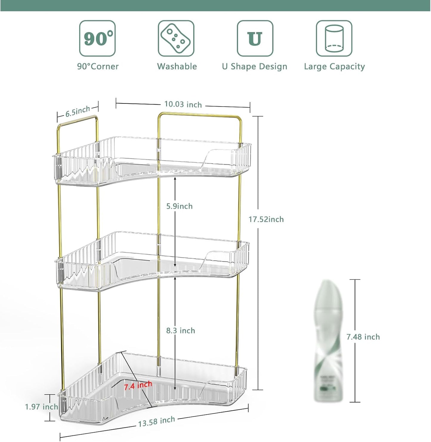 Webetop Corner Bathroom Organizer, 3 Tier Storage for Countertop | Multi Level Storage, Compact Design, Beauty