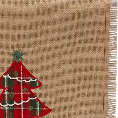 DII Christmas Kitchen Table Décor, Table Runner, 14x72, Jute, Red Plaid Christmas Tree