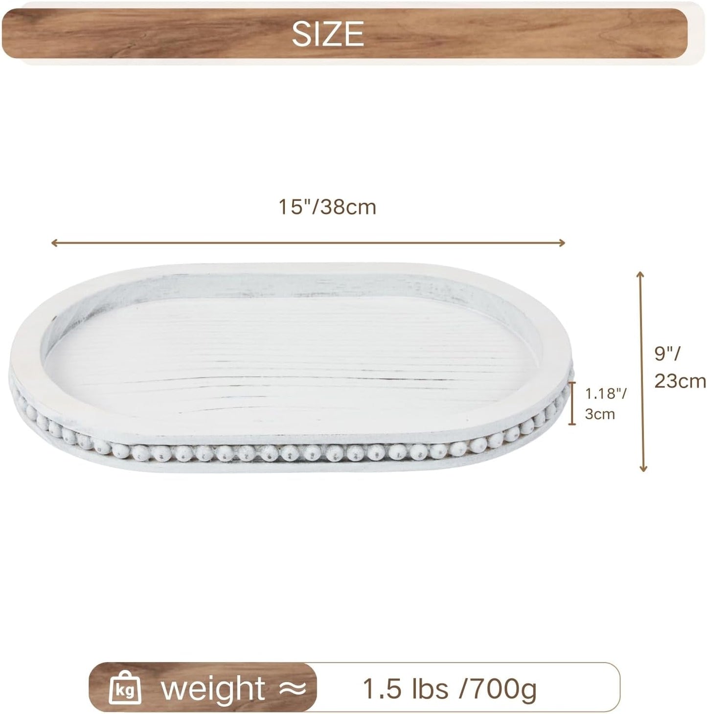 Wood Decorative Tray / Distressed White