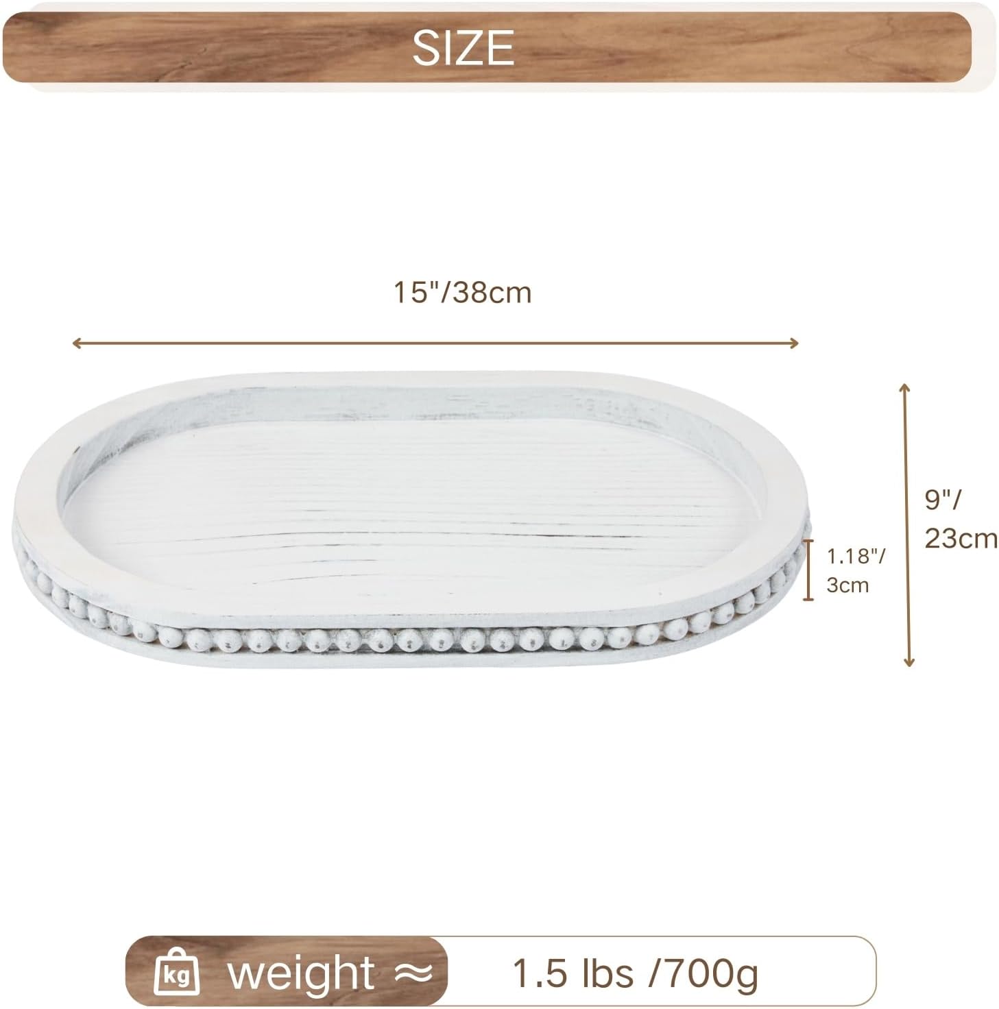 Wood Decorative Tray / Distressed White