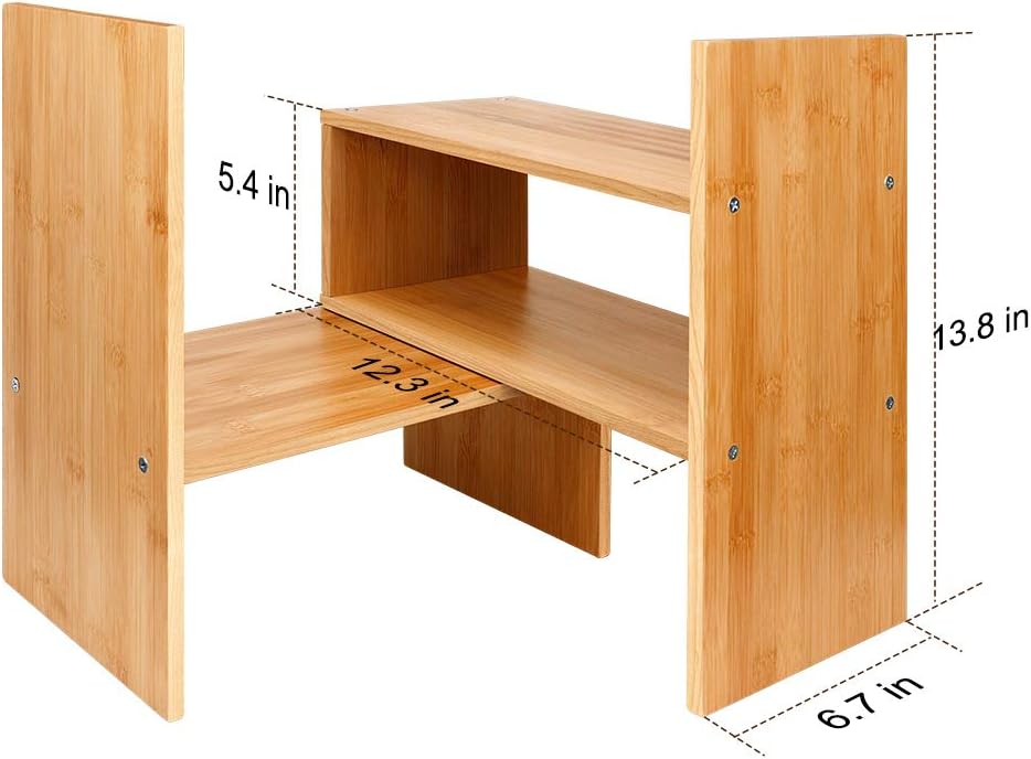 Sorfity Adjustable Desktop Bookshelf, Desk Organizer Display Shelf Counter Top Bookcase Free Style Display Shelf Rack