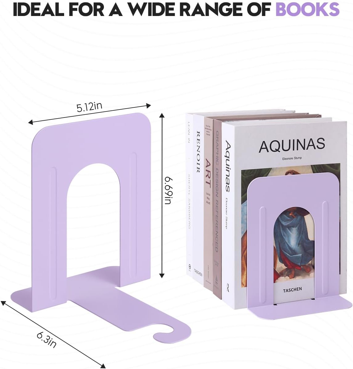 Metal Book Ends / Light Purple / Set of 2