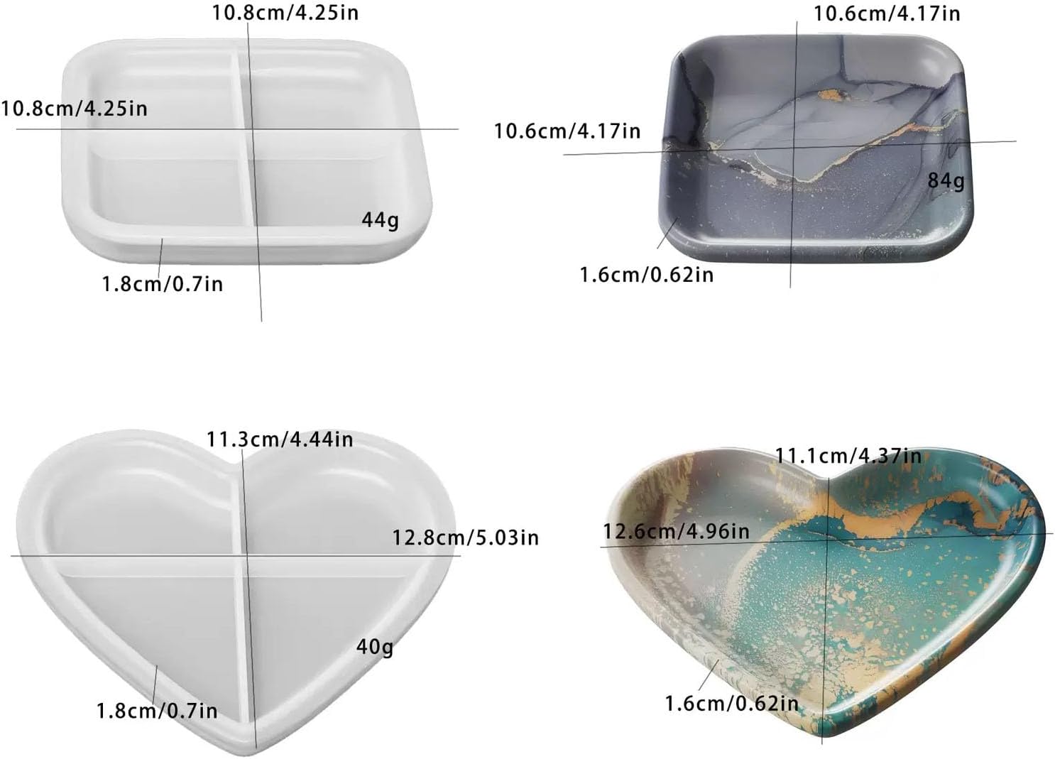 Resin Tray Mold / Set of 4