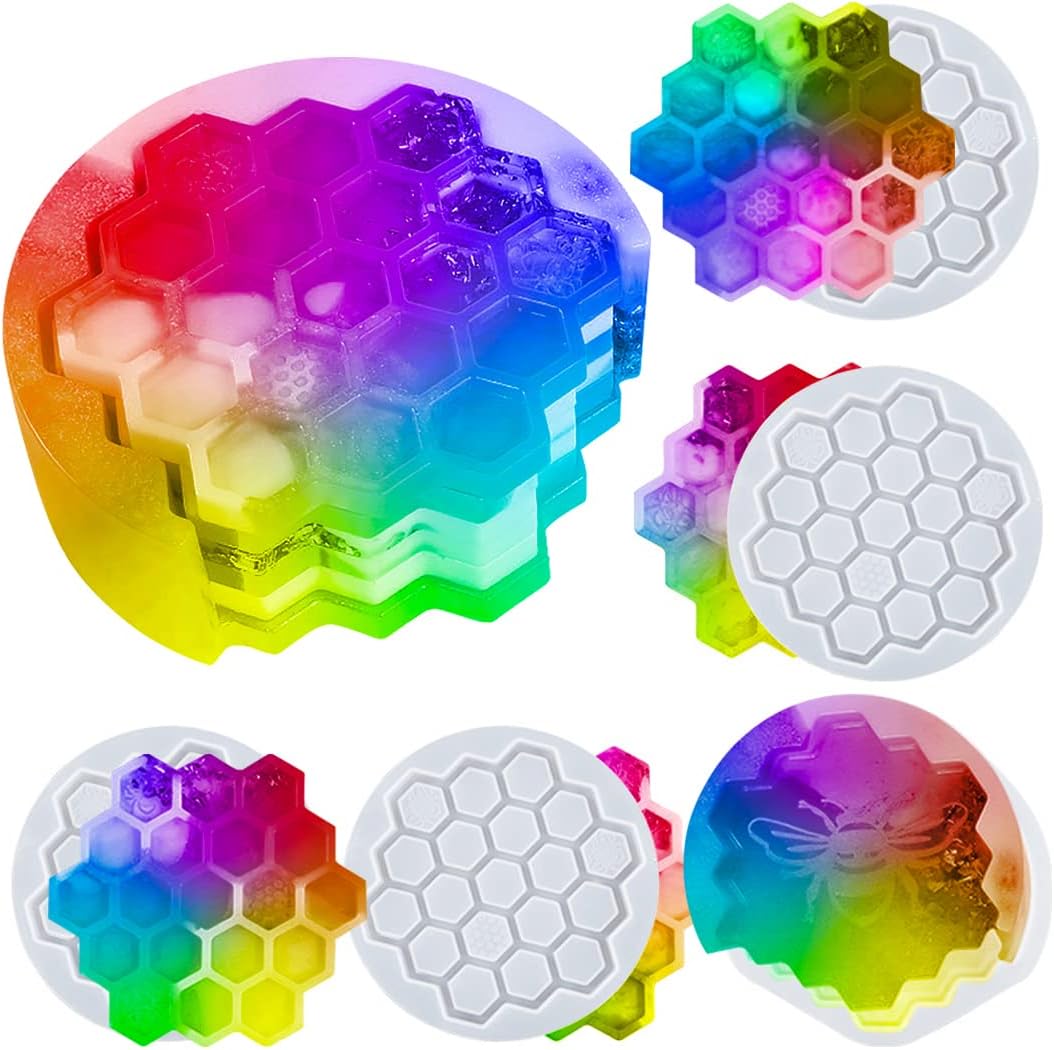 5-Piece Honeycomb Coaster UV Resin Molds / Honeycomb Coaster Mold