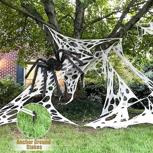 1000sqft Halloween Giant Spider Web Decoration,Cut Your Own Stretchy Spider Netting, DIY Spooky Flexible Spider Webs Decor for Halloween Haunted House Outdoor Decorations Holiday Party Supplies