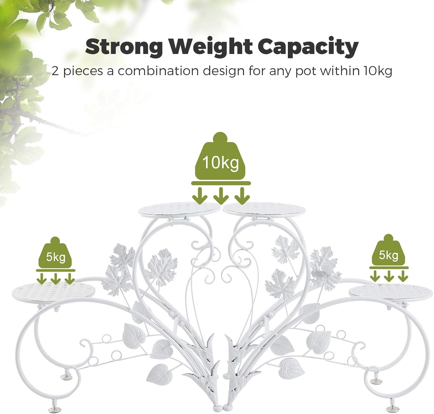 unho Plant Stand Heart Shaped: Set of 2 Metal Flower Racks outdoor | Potted Iron Planter Display Shelves Holder for