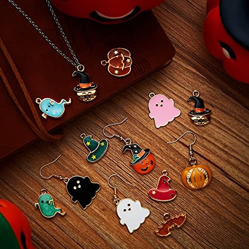 Mtlee 52 Pcs Halloween Charms for Jewelry Making, Gold Pendants, Pumpkin