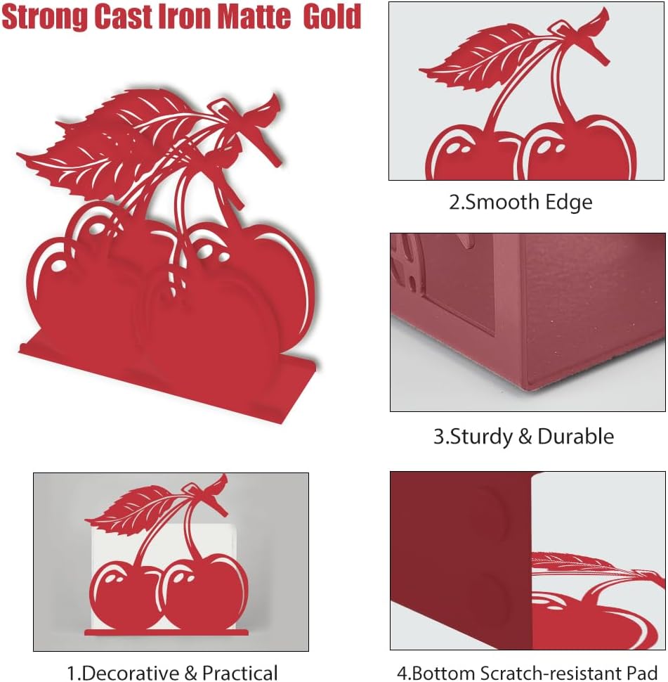 Napkin Stand Metal Tissue Holder Organizer Paper Napkins Holders / Cherry / Red