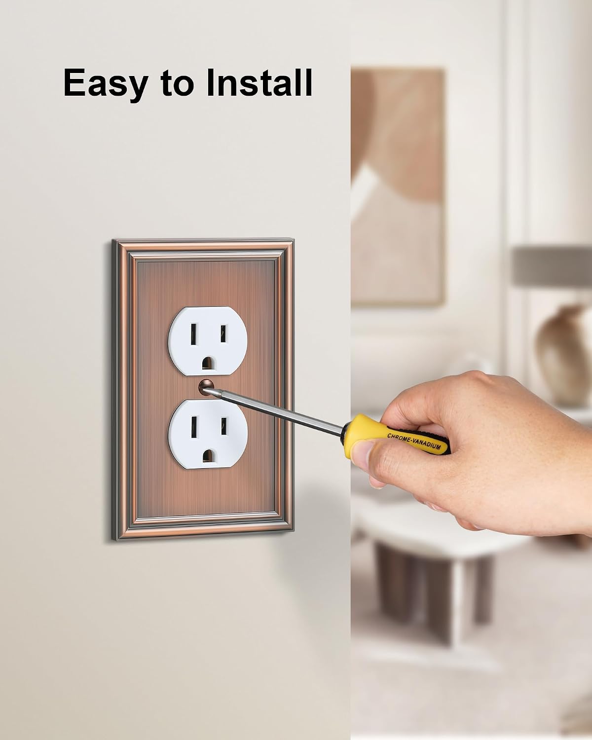 6-Pack Zinc Alloy Single Duplex Outlet Cover Plate, Solid Receptacle Cover | Decorative Switch Plates and Outlet