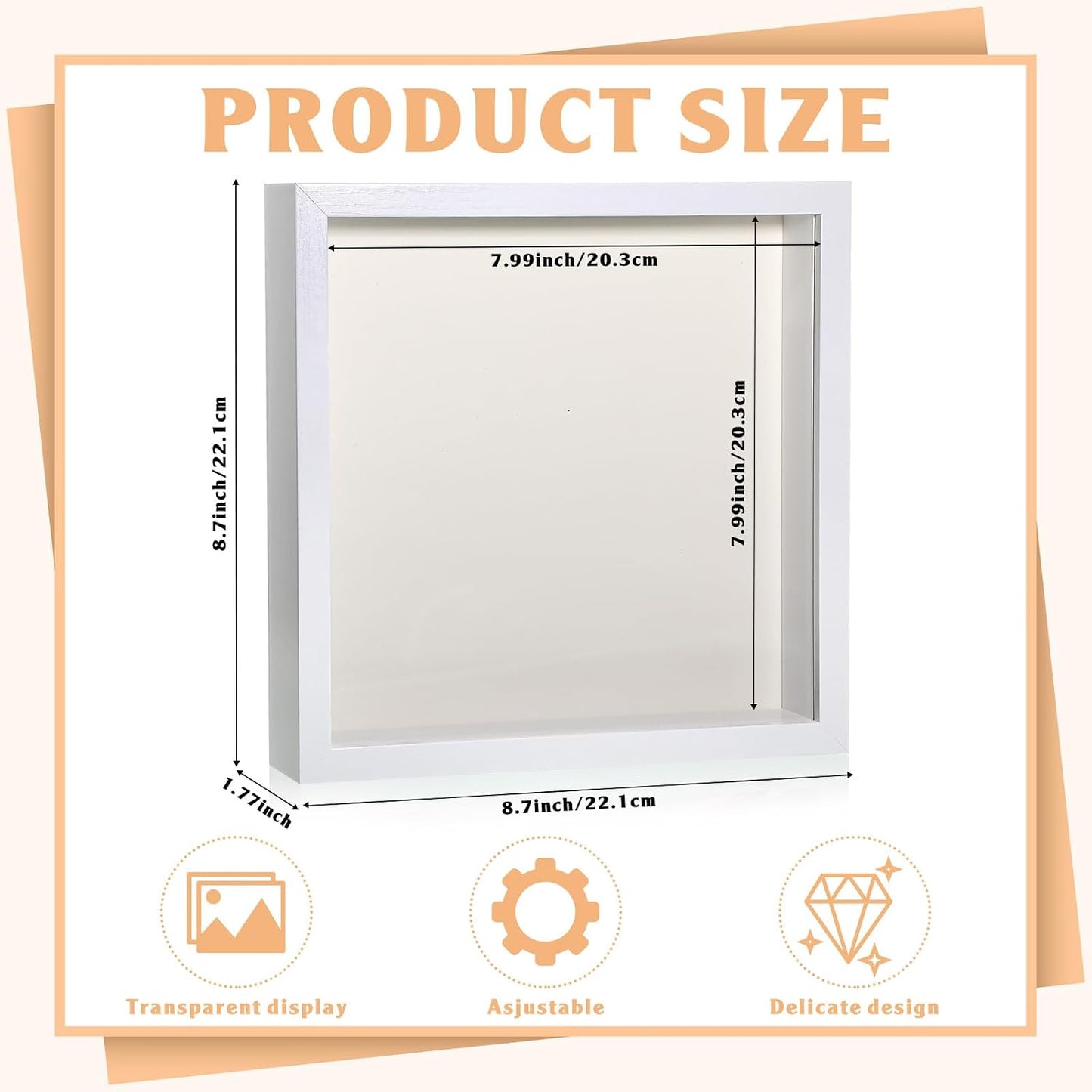 Ripeng 16 Pack 8x8 Inch Shadow Cases Frame Display Box, Deep Picture Frames for Wedding Bouquet, Memorabilia, Teacher