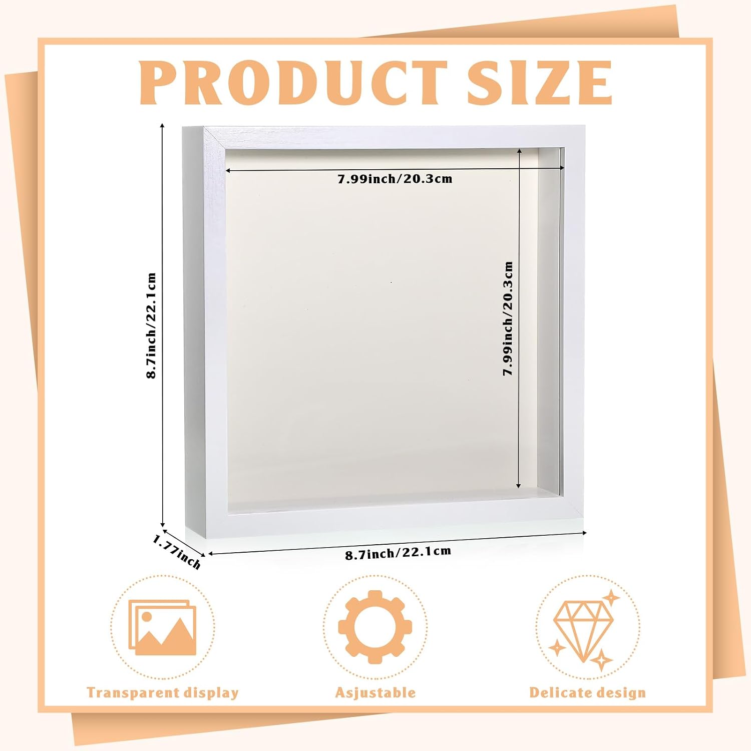 Ripeng 16 Pack 8x8 Inch Shadow Cases Frame Display Box, Deep Picture Frames for Wedding Bouquet, Memorabilia, Teacher
