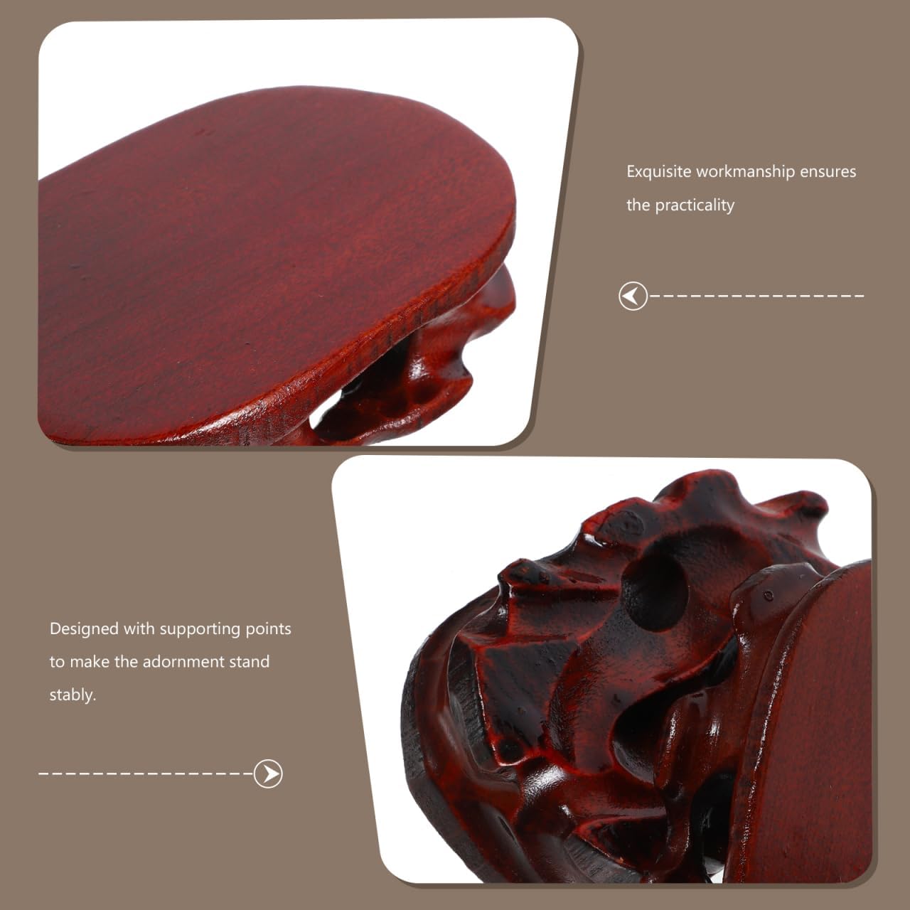 Oval Wood Display Stand Base Ornament for Small Statues Crafts Flowerpots Incense Burners Rustic