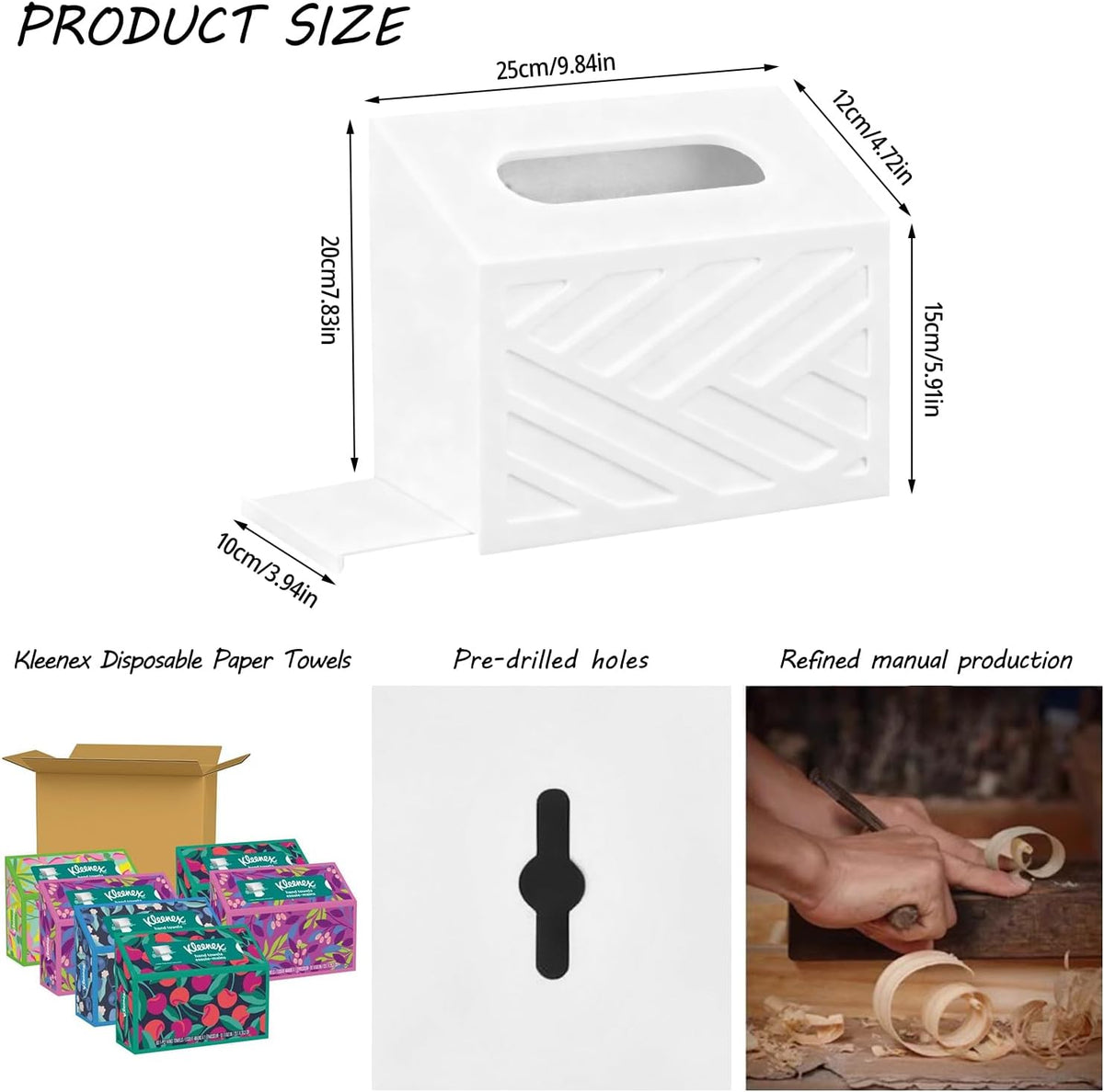 Hand Towel Holder Compatible with Kleenex Disposable Paper Hand Towels | Modern Hand Towels Box Cover, Wood
