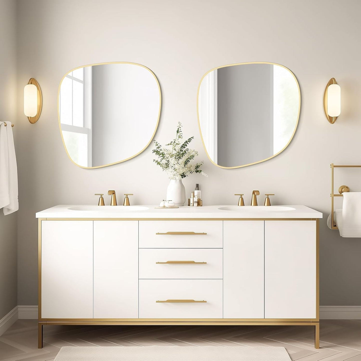 Irregular Wall Mirror / Gold New / 27"L x 26"W