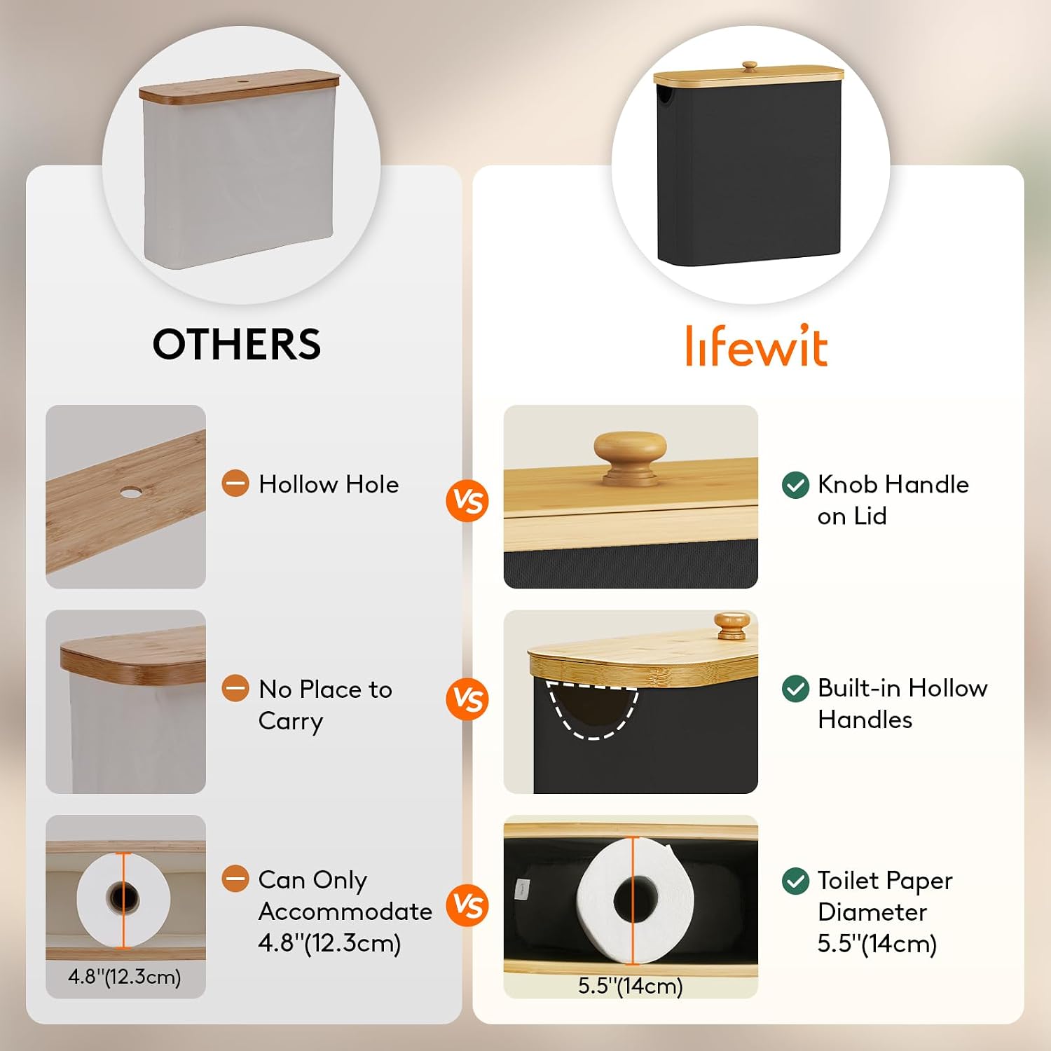 Lifewit Toilet Paper Storage Holder, Extra Large Stand Basket, 30L, Black | 12 to 16 Rolls, Extra Large Paper Stand