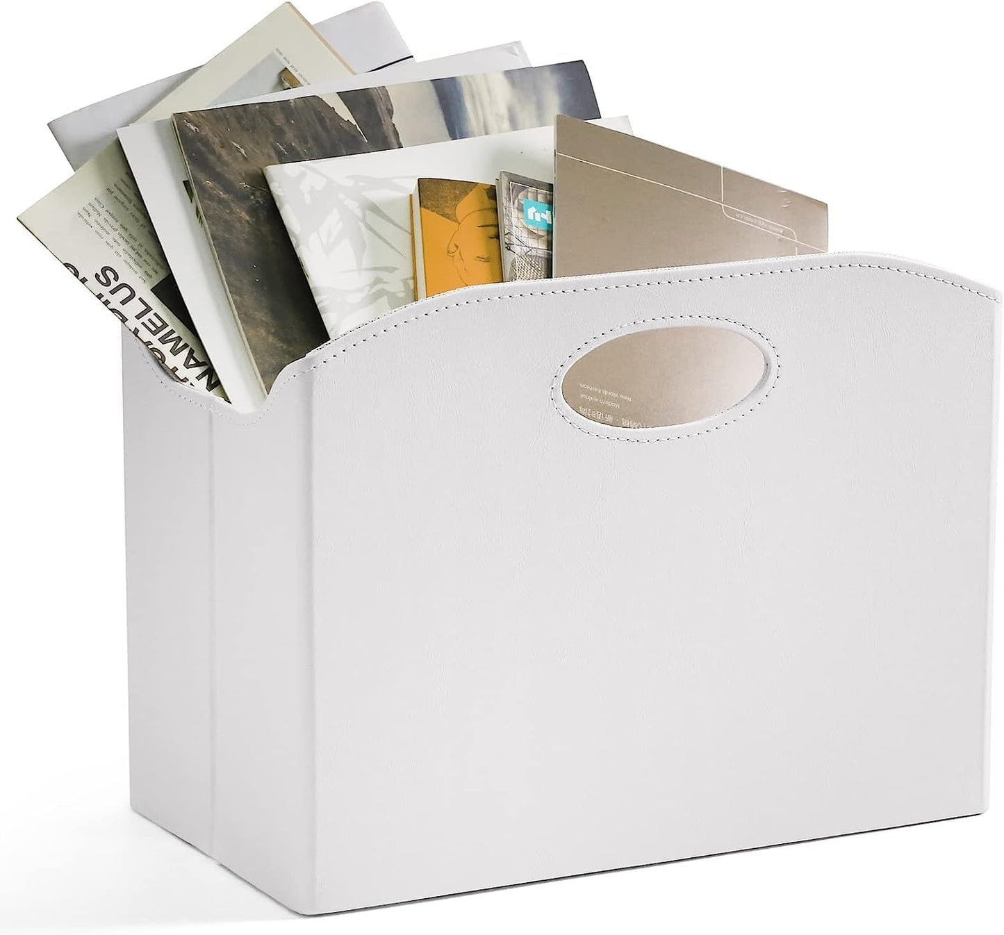 EZDeco Magazine Holder Foldable Magazine Rack Floor PU Leather File Holder Newspaper Book Storage Magazine Basket