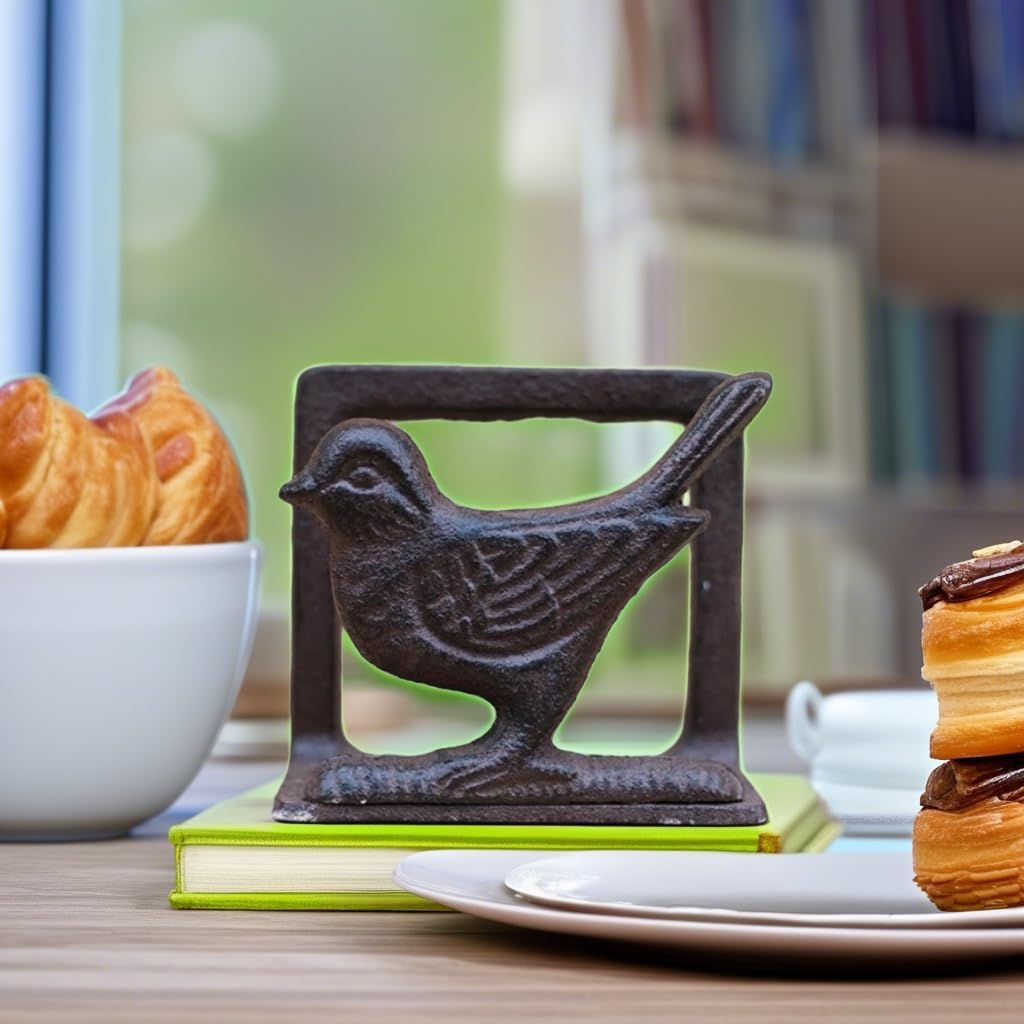 Exquisite Vintage Cast Iron Napkin Holder / Birdie