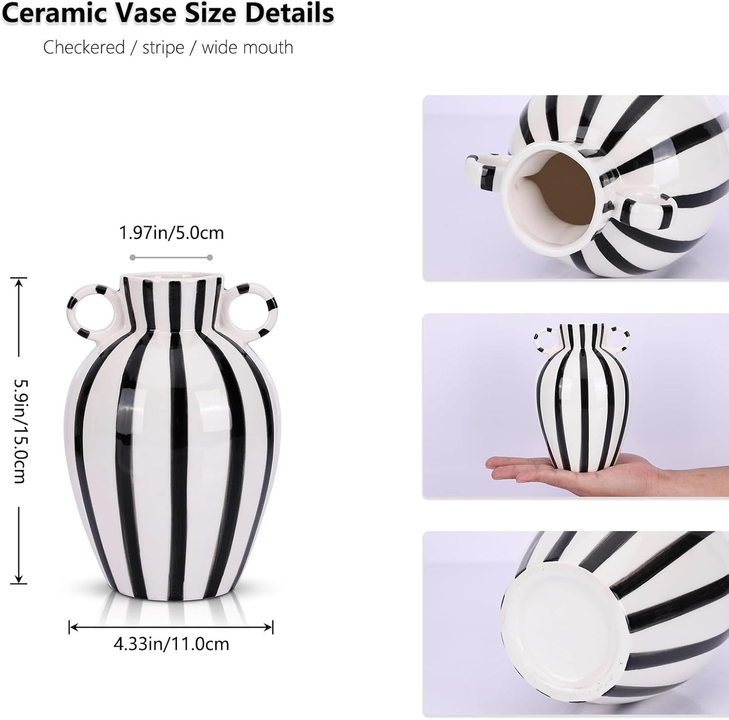 Modern Checkered Vase / Black