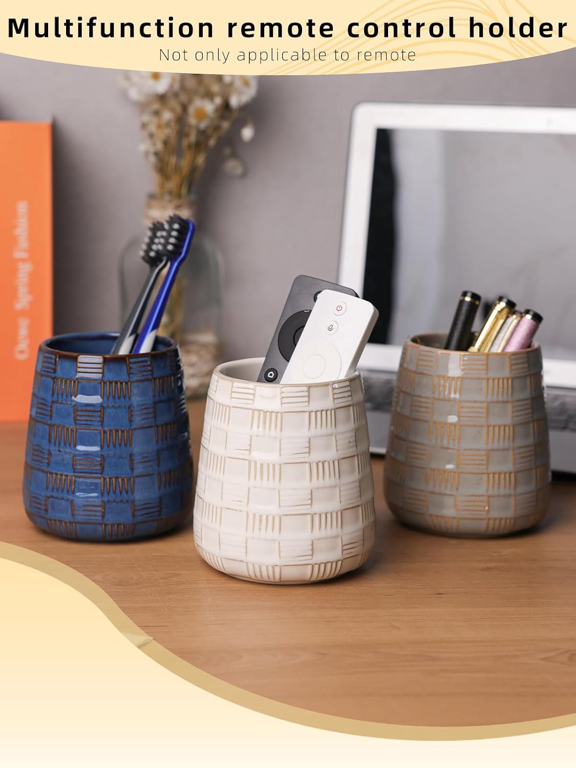 Ceramic TV Remote Control Holder / Blue