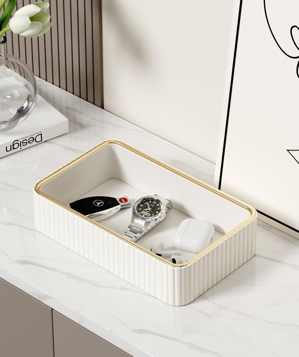 Desk Organizer Tray / Ivory / 9.5 x 6 x 2.2