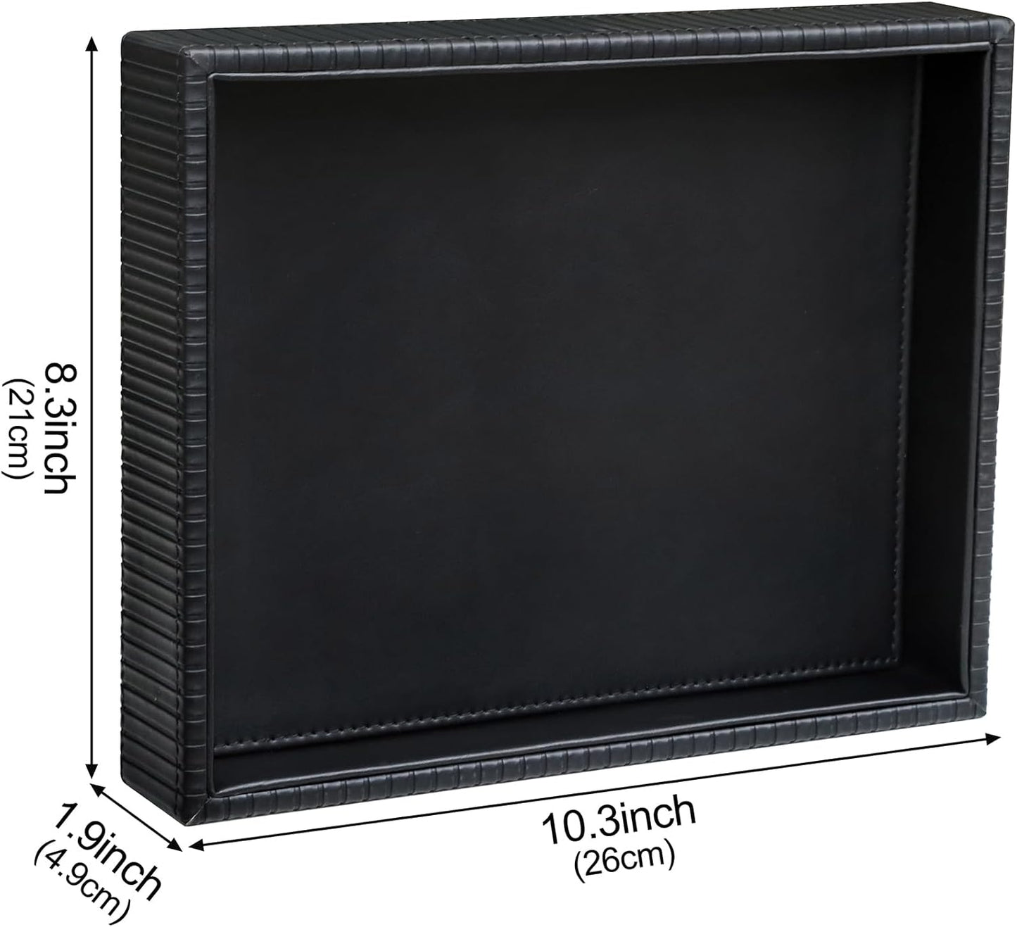 Faux Leather Vanity Tray / Black Stripe / 10.2 x 8.4 x 1.8