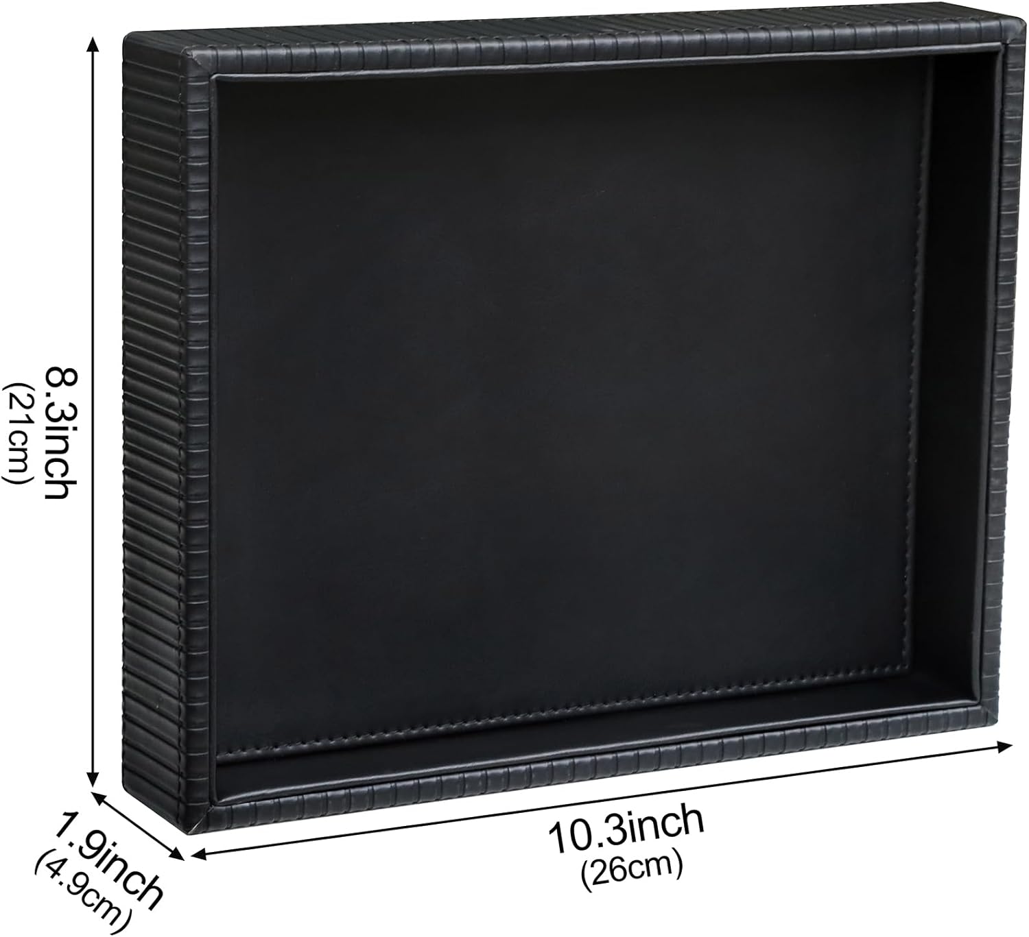 Faux Leather Vanity Tray / Black Stripe / 10.2 x 8.4 x 1.8