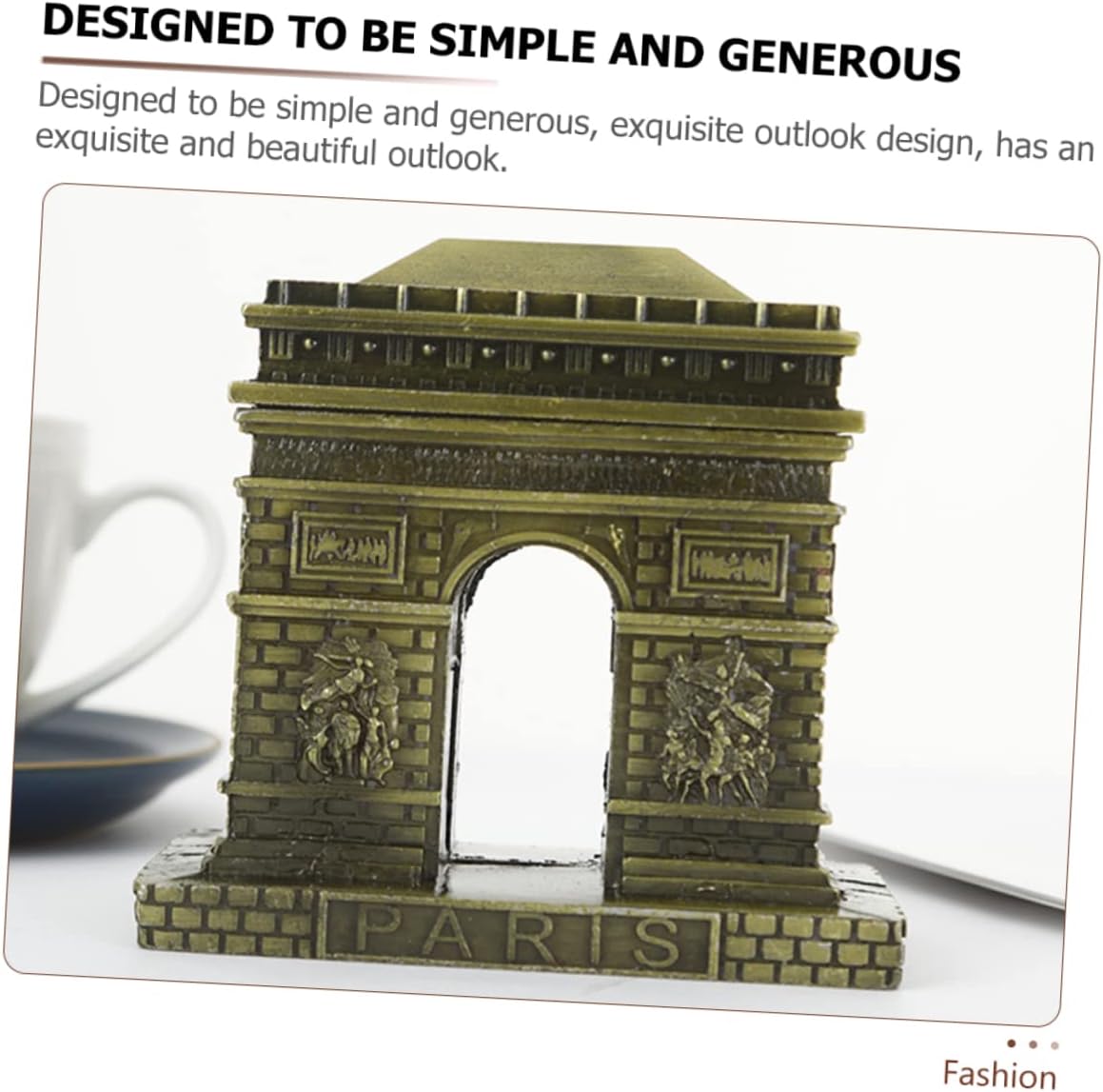Vintage Triumphal Arch Model Metal Building Desktop Ornament Unique / 6 x 4 x 6 / Cm / Golden