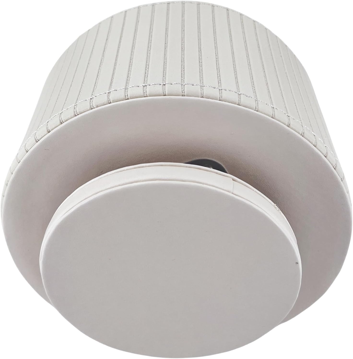 PU Leather Round TV Remote Control Holder / White Stripe