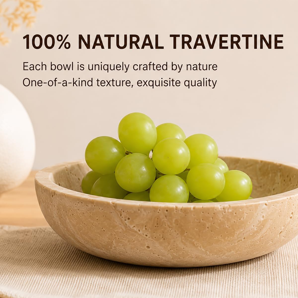 Travertine Decorative Bowl / Natural / 7.8 Inch