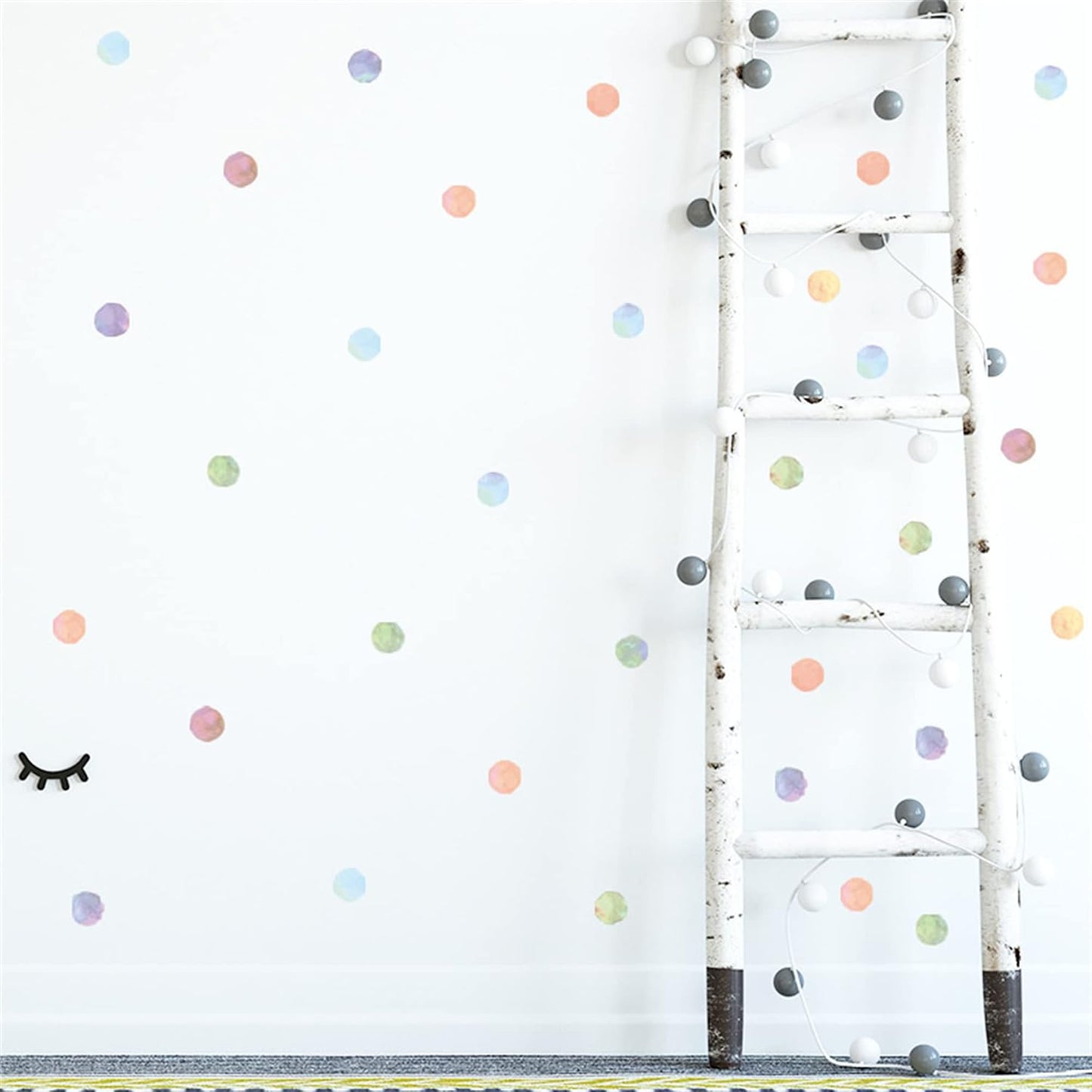 2.2'' Pastel Rainbow Polka Dot Wall Decals Colors Watercolor Dots Removable Wall / Set of 120