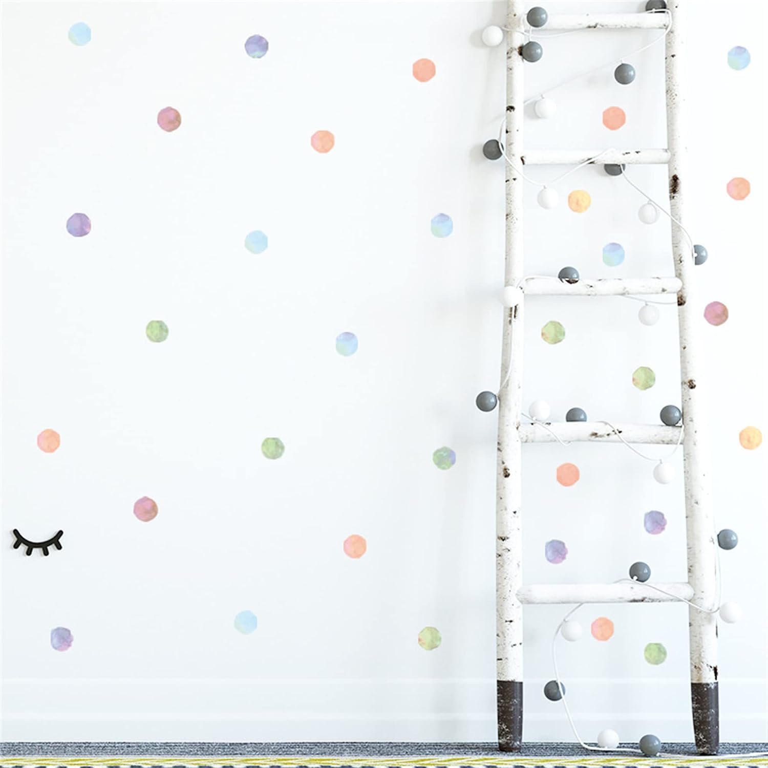 2.2'' Pastel Rainbow Polka Dot Wall Decals Colors Watercolor Dots Removable Wall / Set of 120