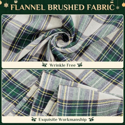 Softalker Christmas Checkered Table Runner, Green and White, 13 x 90 Inch