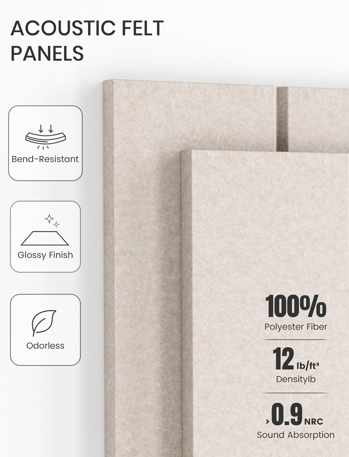 Felt Bulletin Board Tiles Large " Cork Board / Oatmeal / Bold-stripe 12-pack / 48 x 36 / Set of 12